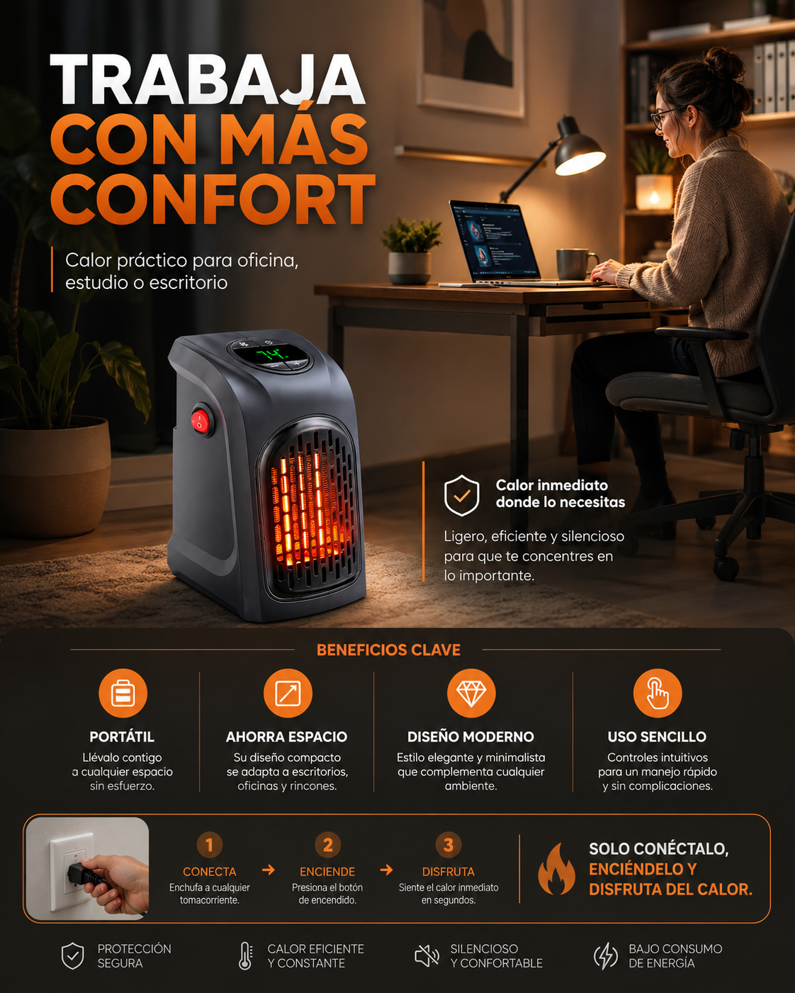 CALEFACTOR ELÉCTRICO PORTÁTIL DE ALTA POTENCIA 400w