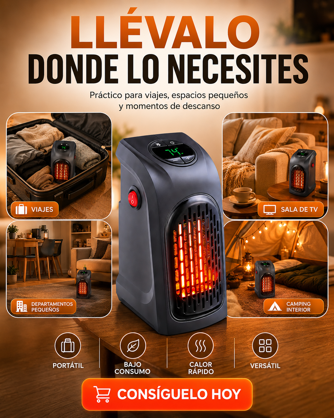 CALEFACTOR ELÉCTRICO PORTÁTIL DE ALTA POTENCIA 400w